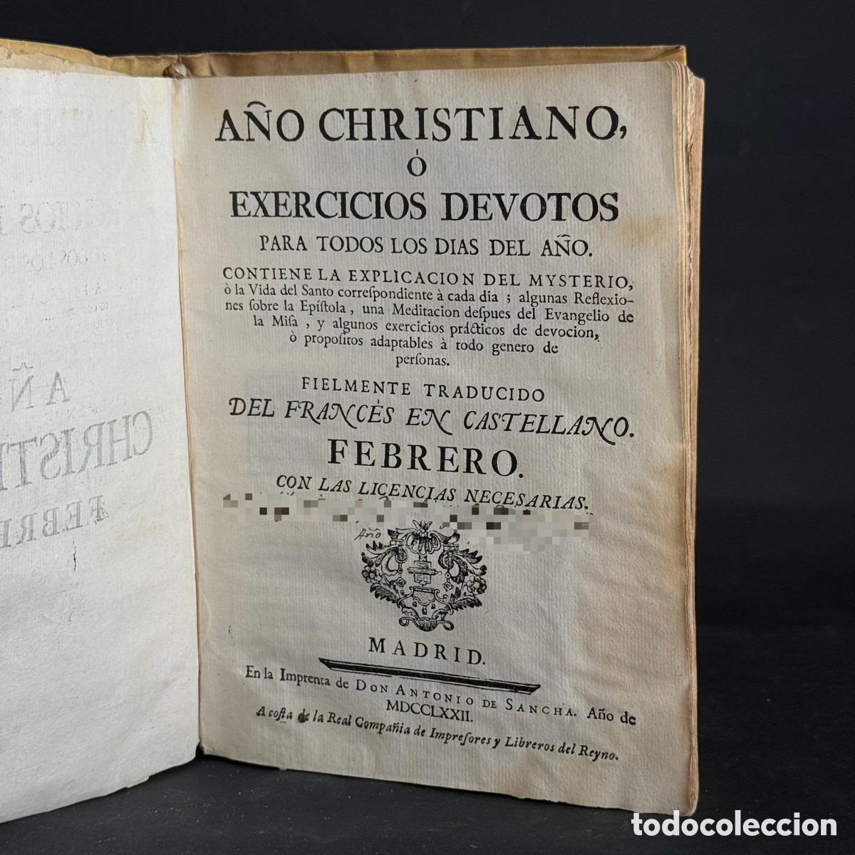 Libros antiguos: 1772 - A&ntilde;o Christiano o Exercicios Devotos - Febrero - Madrid - Pergamino - Religi&oacute;n - XVIII