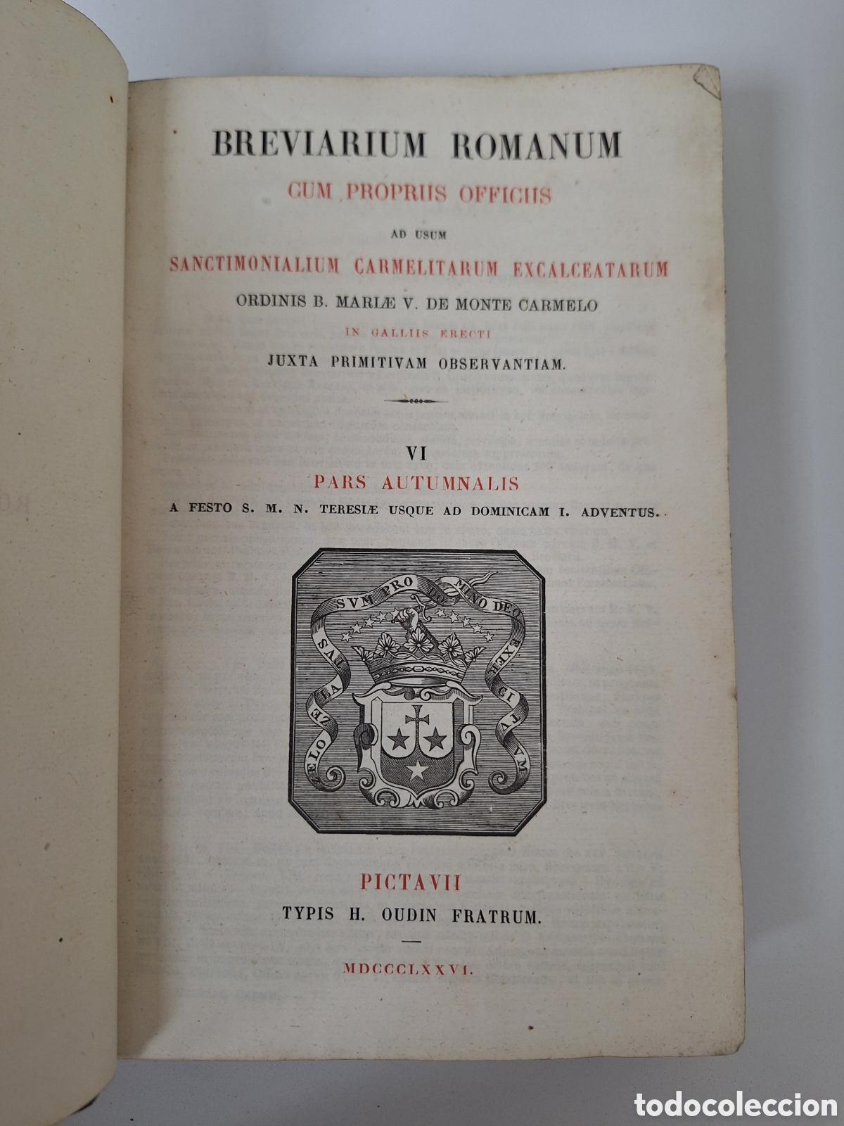 Libros antiguos: MUY RARO! Breviarium Romano-Carmelitanum, a&ntilde;o 1876