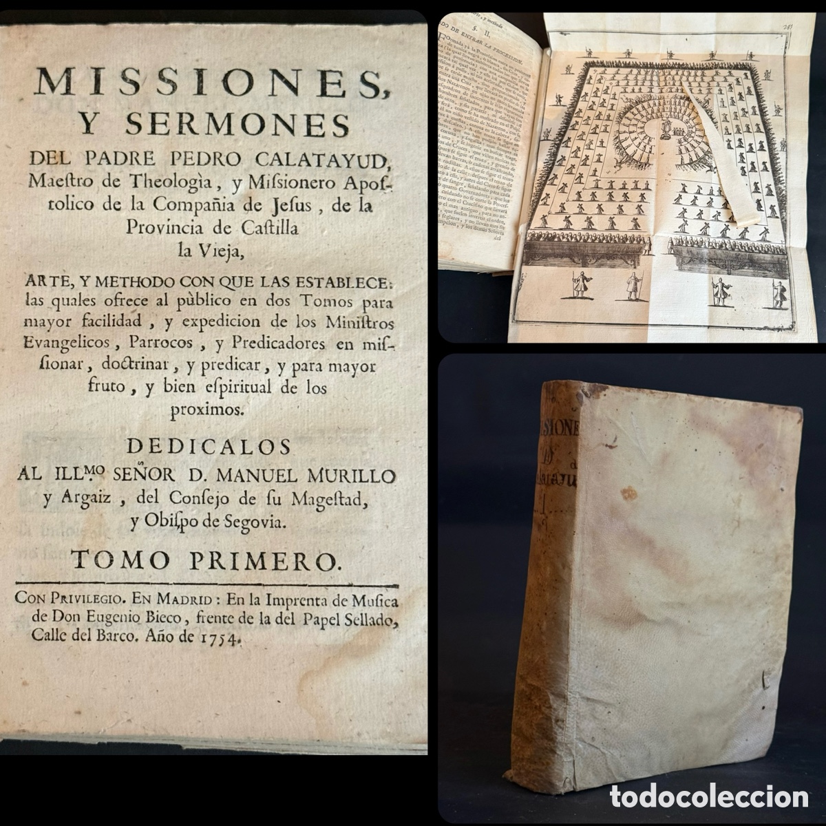 Libros antiguos: 1754 - Missiones y Sermones - Pedro Calatayud - Misiones - XVIII - Filipinas - Colonial - Pergamino