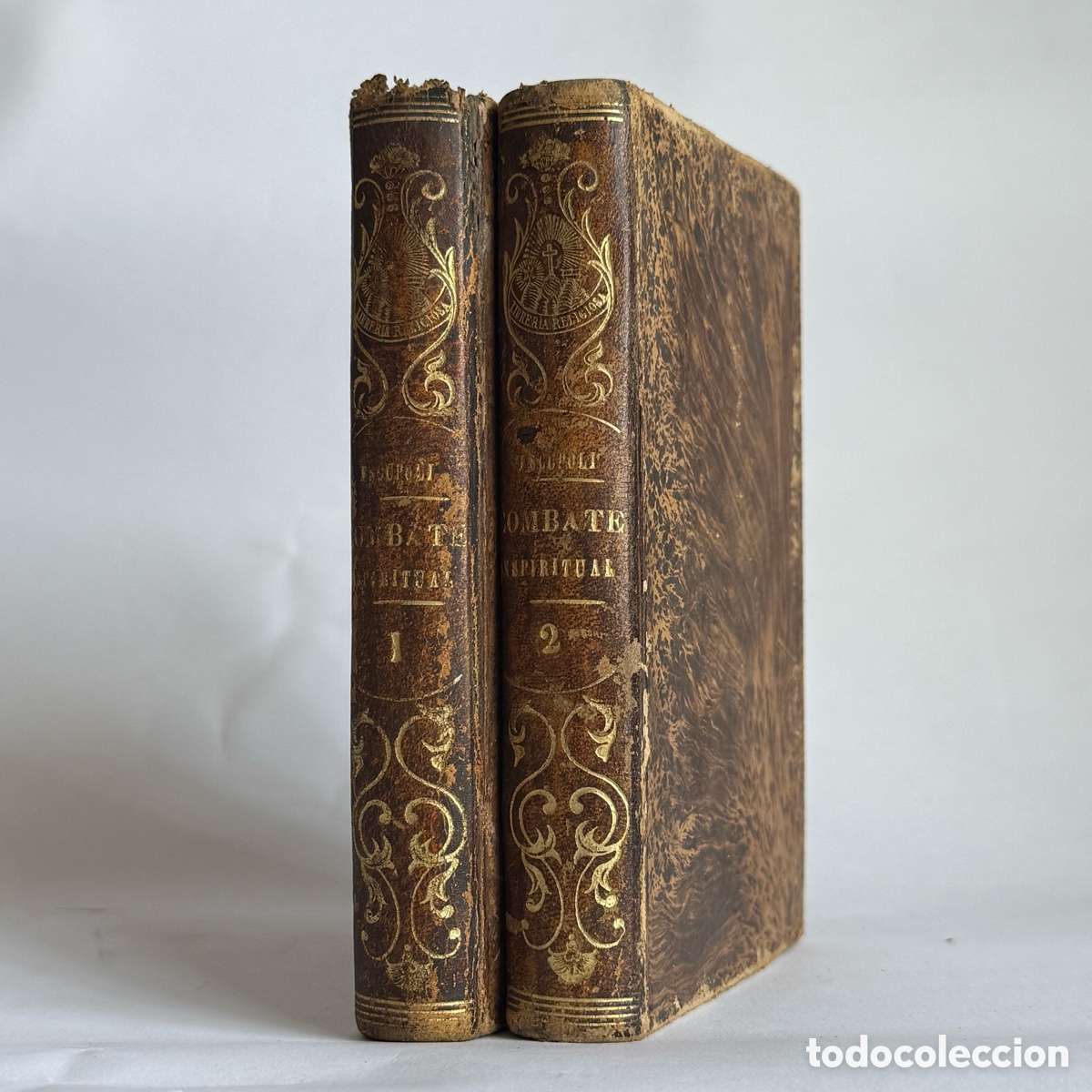 Libros antiguos: LORENZO ESCUPOLI. COMBATE ESPIRITUAL - LORENZO ESCUPOLI - 1884 LIBRERIA RELIGIOSA 2 TOMOS 1 GRABADO