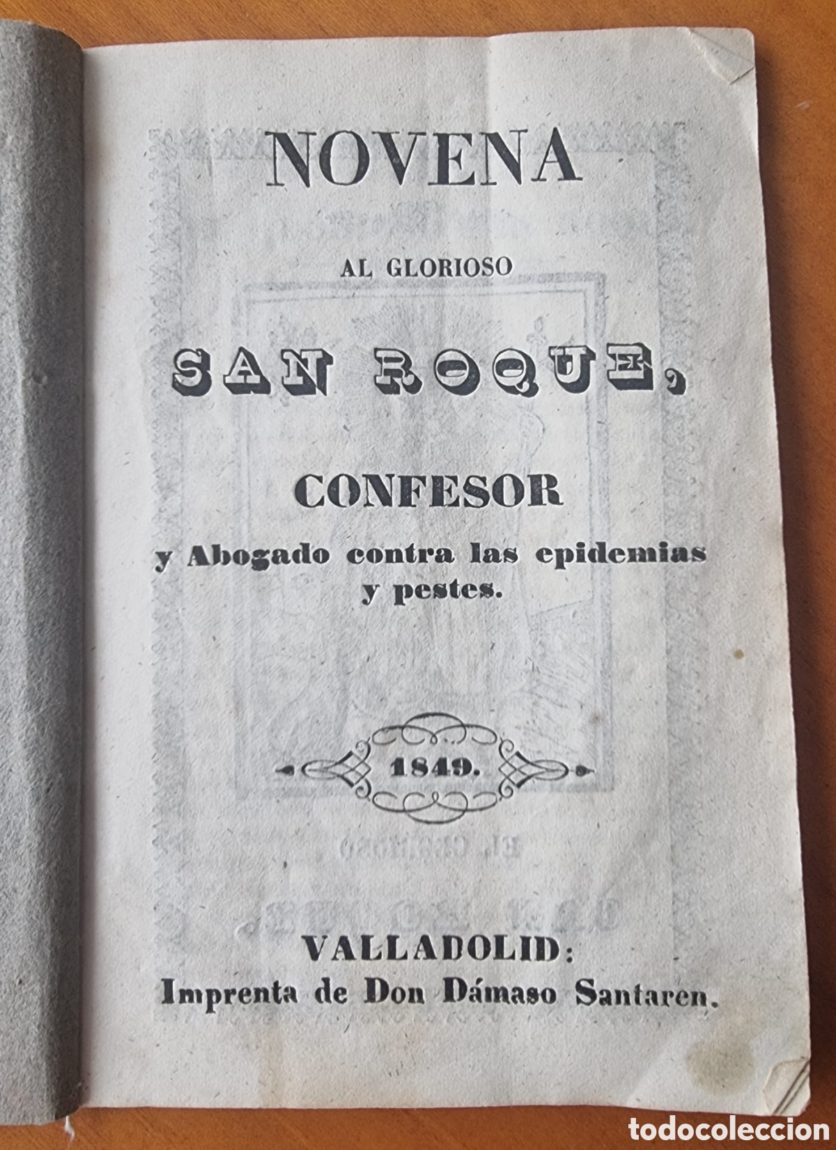Libros antiguos: Novena San Roque Valladolid 1849 muy rara original