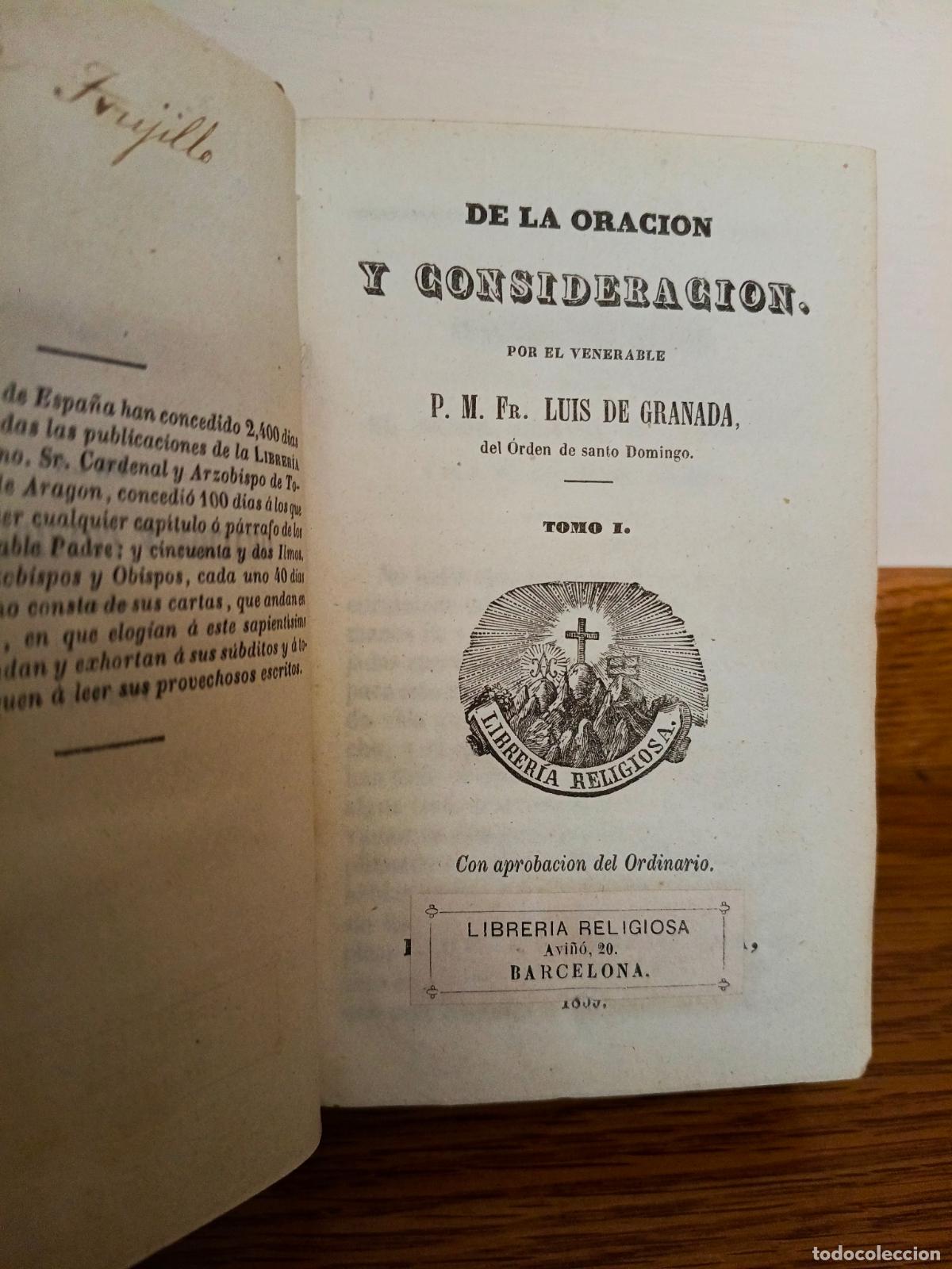 Libros antiguos: DE LA ORACI&Oacute;N Y CONSIDERACI&Oacute;N POR EL VENERABLE LUIS DE GRANADA. TOMO I, A&Ntilde;O 1839