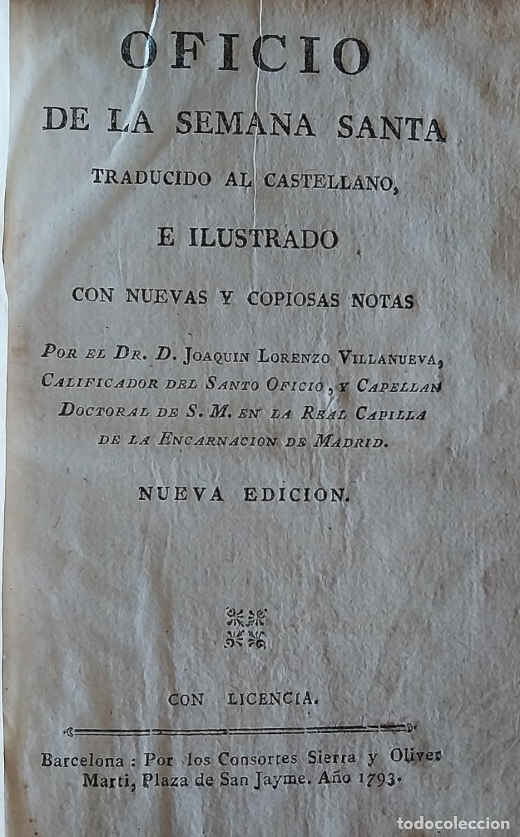 Antiquarische B&uuml;cher: Oficio de la Semana Santa. Barcelona, 1793.