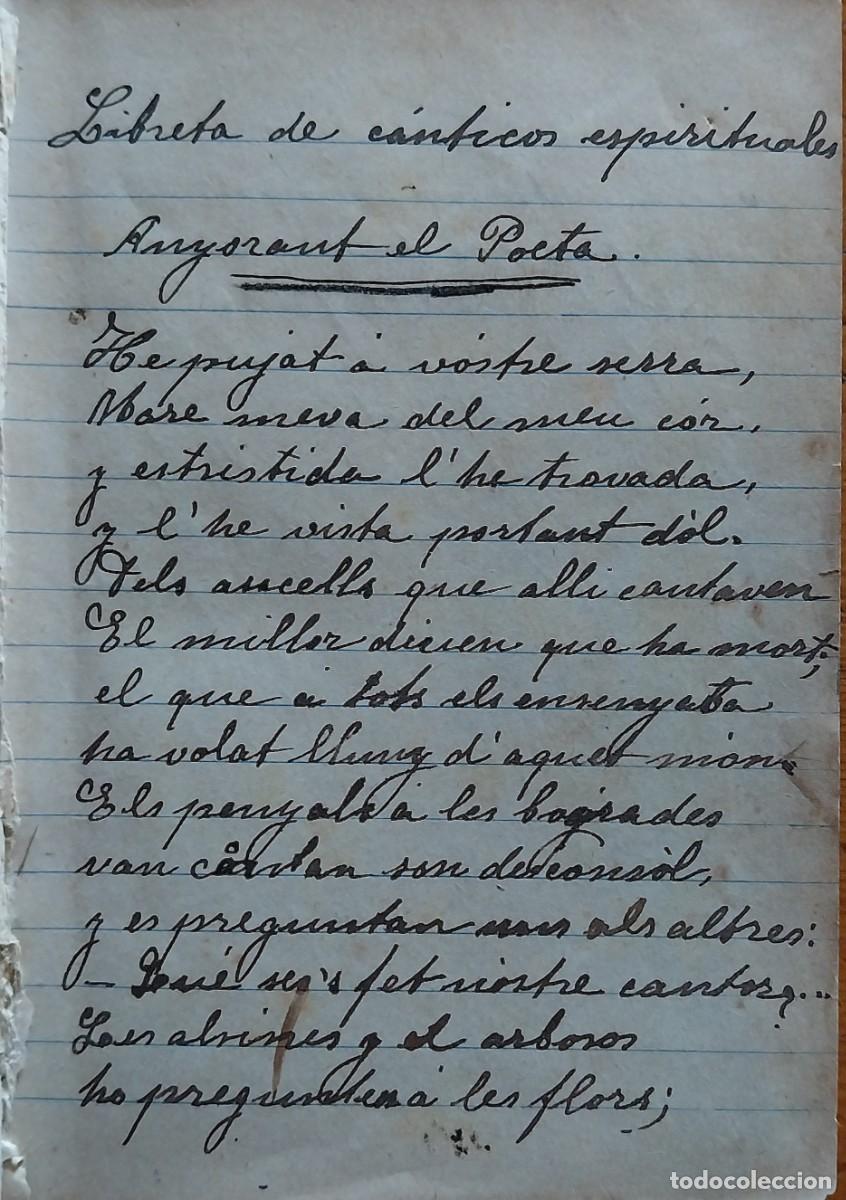 Libros antiguos: Libro manuscrito de poemas religiosos en catal&aacute;n y castellano. Sobre 1900. Buena encuadernaci&oacute;n.