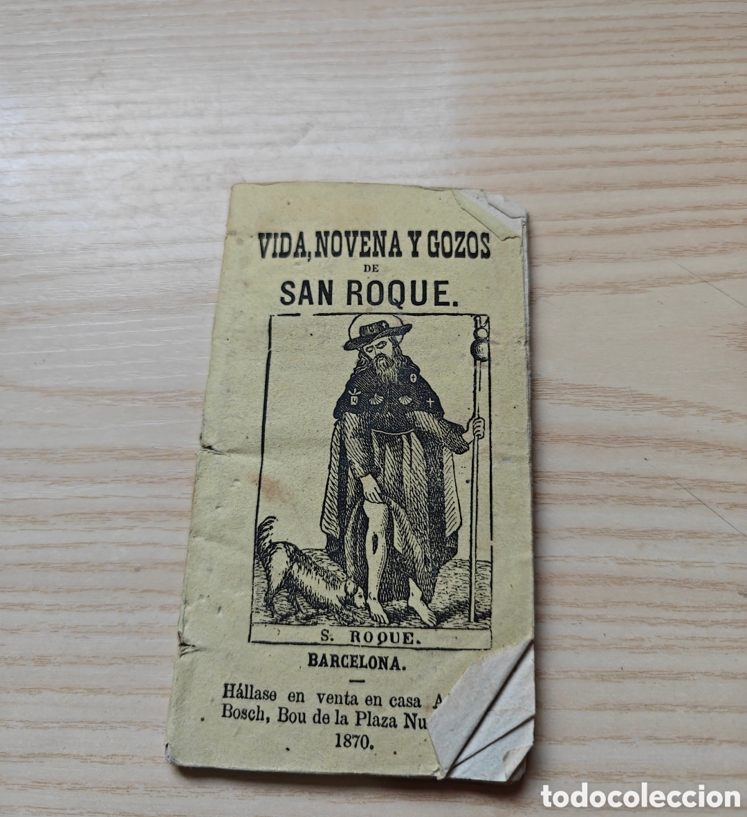 Libros antiguos: Libreto Libro Religioso Antiguo: Vida, Novena y Gozos de San Roque - Barcelona 1870 (Casa A. Bosch)
