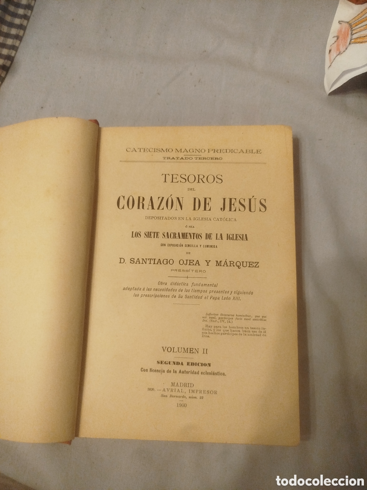 Old books: Tesoros del coraz&oacute;n de Jes&uacute;s. OJEA Y MARQUEZ Tomos I Y II 1900