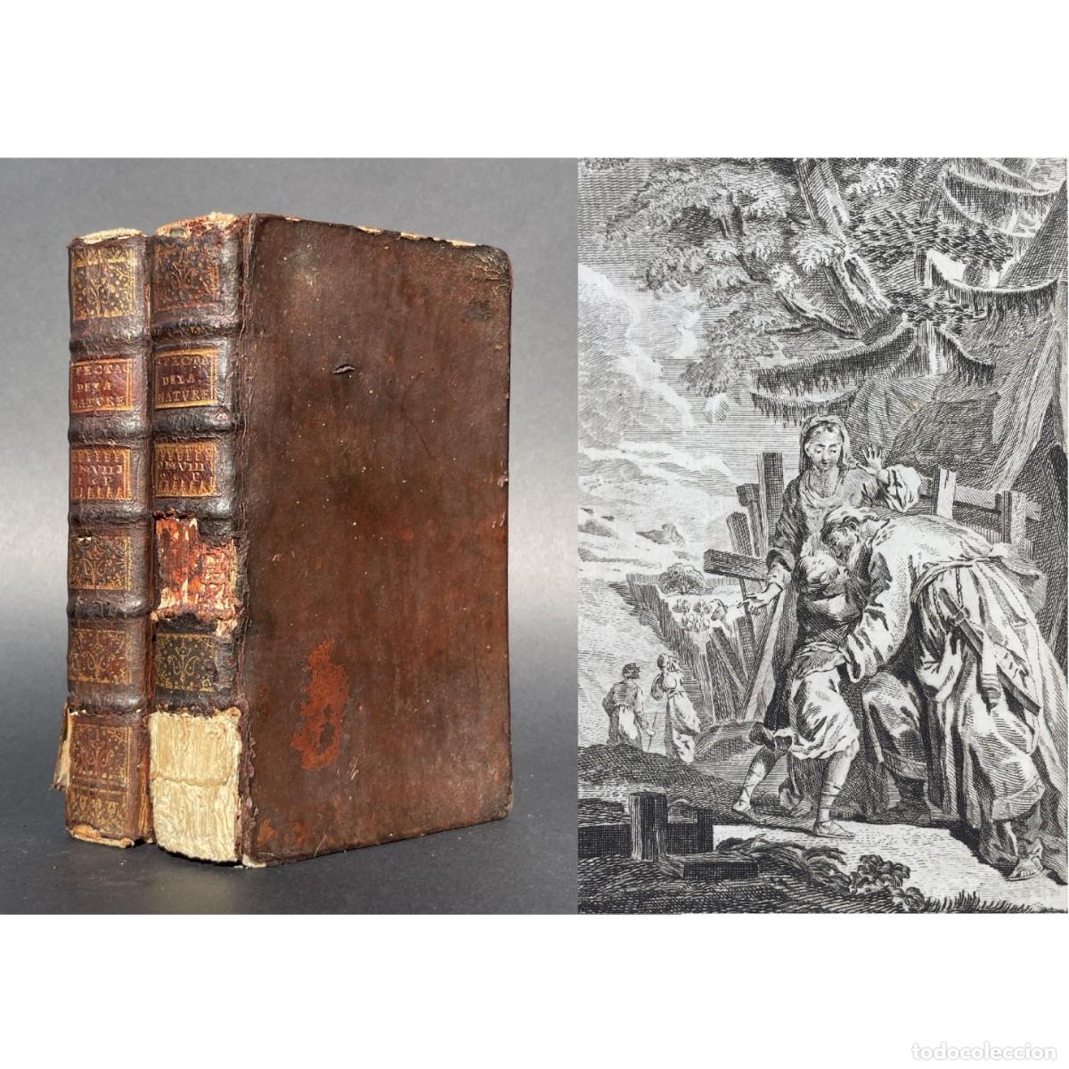 Old books: A&ntilde;o 1750 - l'homme en soci&eacute;t&eacute; avec dieu - Le spectacle de la nature - Pluche - Religi&oacute;n
