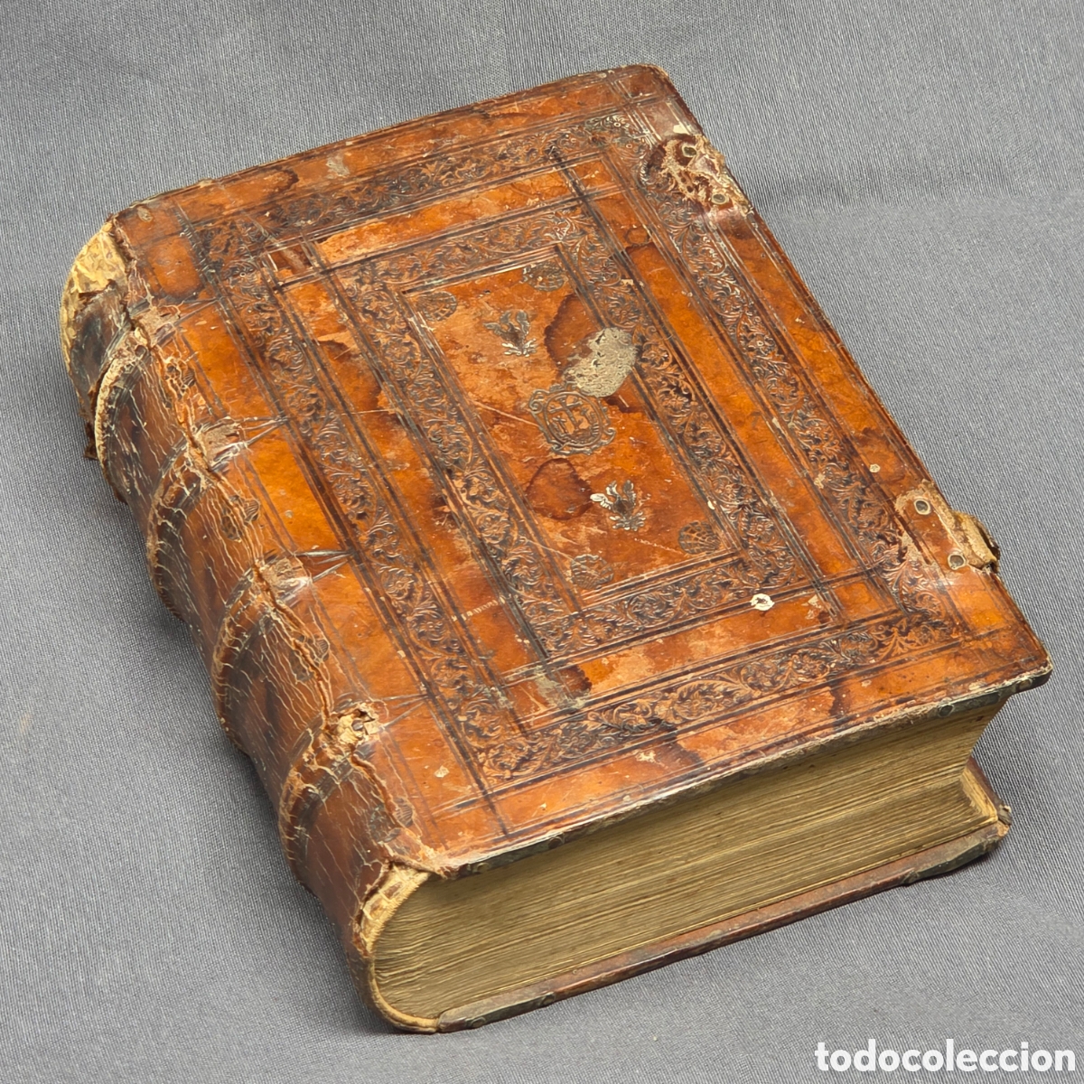 Libros antiguos: VENECIA 1571 BEATI GREGOR II PAPAE OPERUM T II. Encuadernaci&oacute;n PLATERESCA