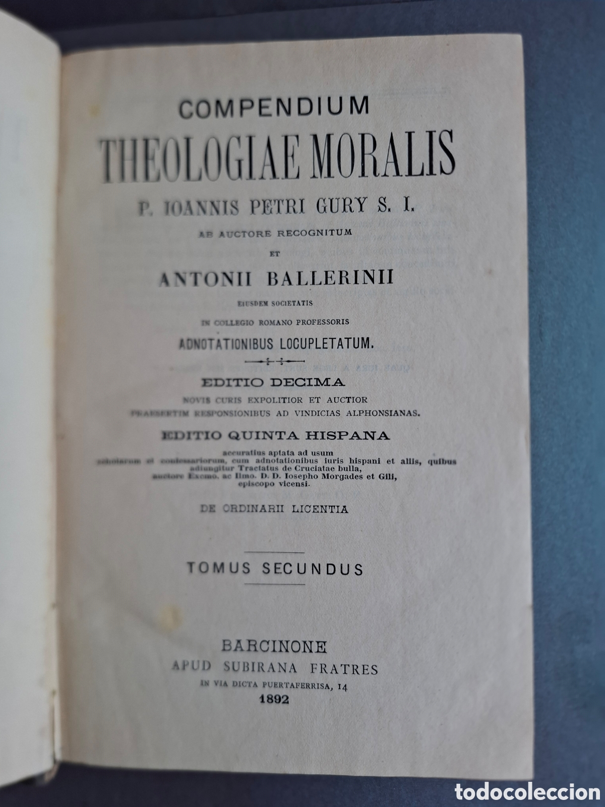 Antiquarische B&uuml;cher: Compendium theologicae moralis - Ioannis Petri Gury et Antonii Ballerinii - 2 tomos - 1892