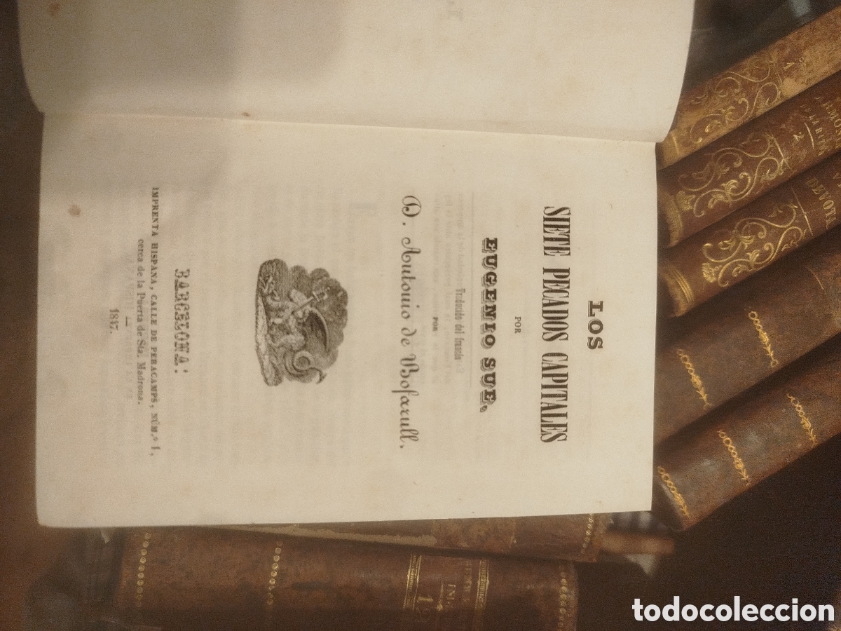 Libros antiguos: Los siete pecados capitales por Eugenio Sue 1848 tres Tomos