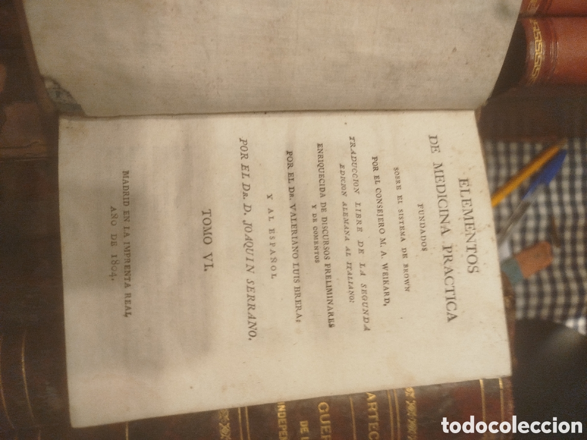 Libros antiguos: Elementos de Medicina Pr&aacute;ctica&rdquo; por M.A. Weikard Tomos V Y VI