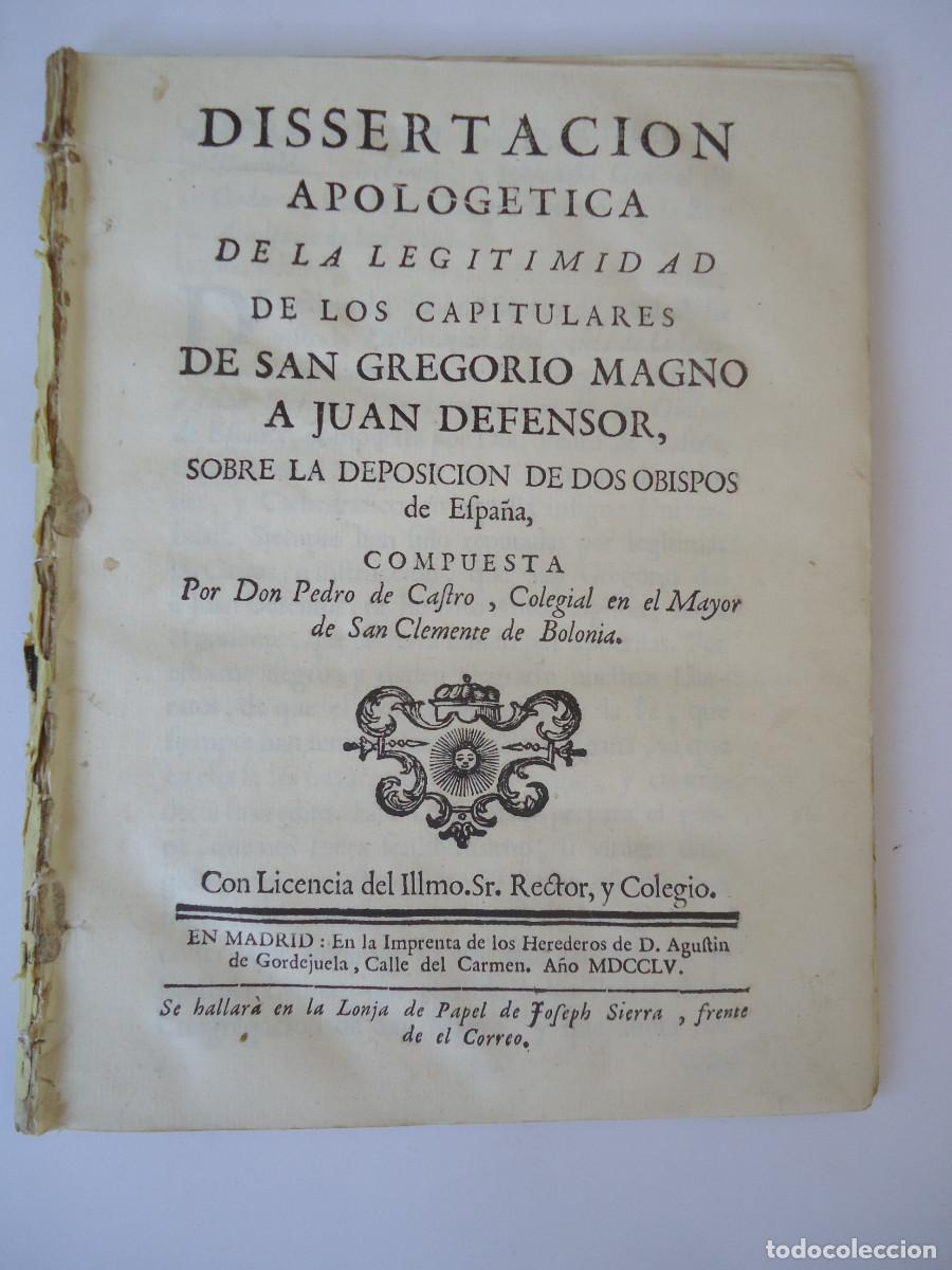 Livros antigos: Capitulares de San Gregorio Magno ... deposici&oacute;n de dos Obispos de España. 1755