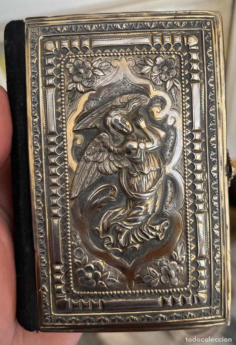 Libros antiguos: Raro Devocionario Oficio Divino con Cubiertas Met&aacute;licas &Aacute;ngel en Relieve y Cierre siglo XIX
