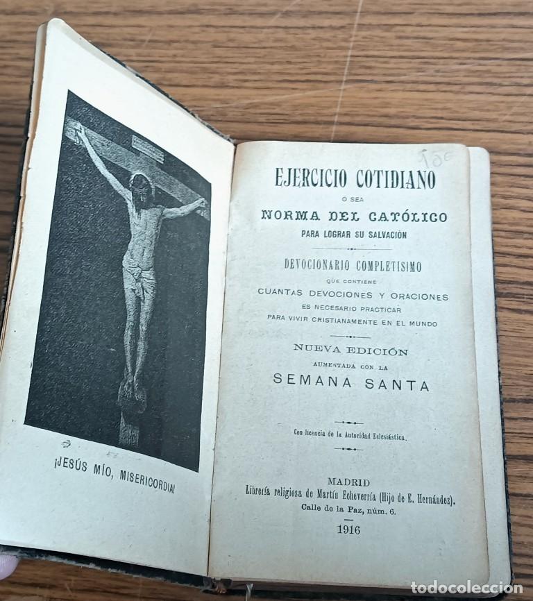 Libros antiguos: Ejercicio cotidiano o sea norma del cat&oacute;lico para lograr su salvaci&oacute;n - Madrid 1916