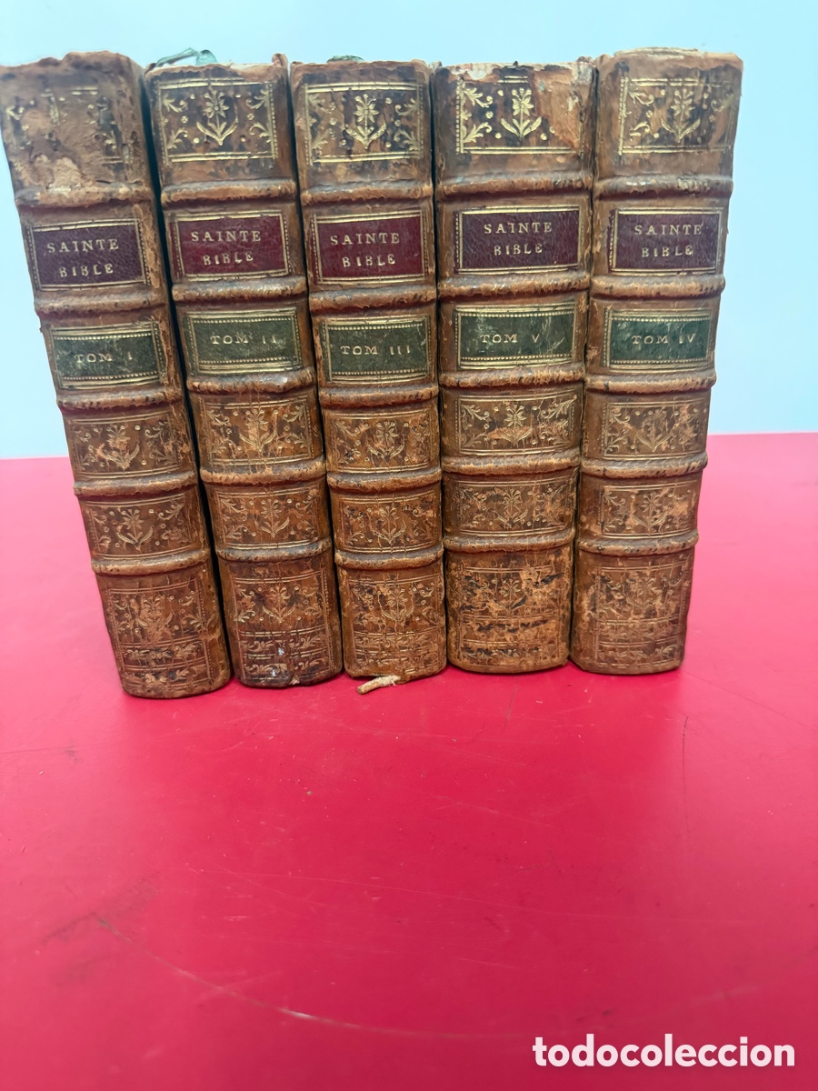 Libros antiguos: COLECCI&Oacute;N COMPLETA DE 5 TOMOS - SAINTE BIBLE, COMM