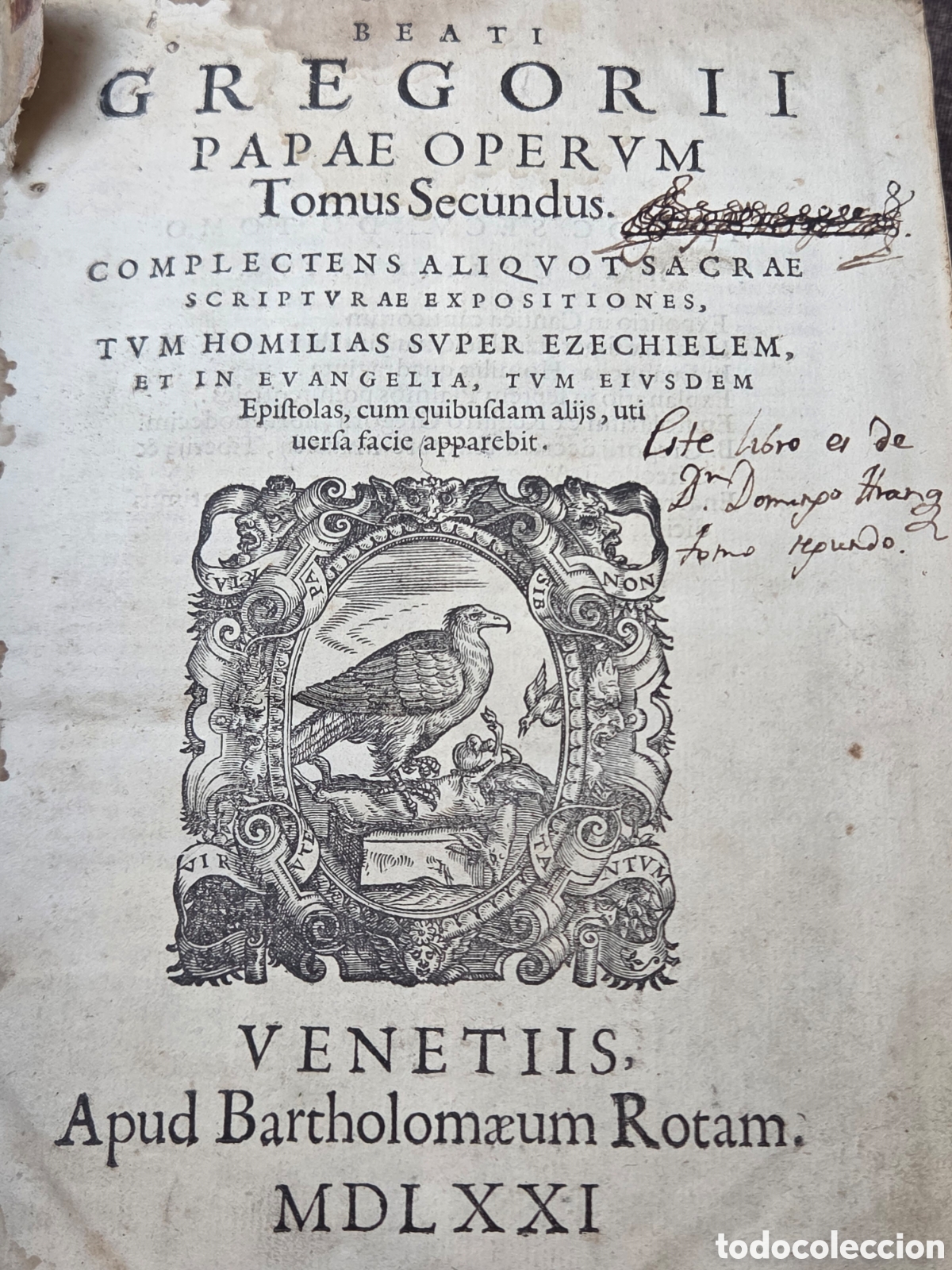 Livros antigos: VENECIA 1571 BEATI GREGOR II PAPAE OPERUM T. II Encuadernaci&oacute;n plateresca.