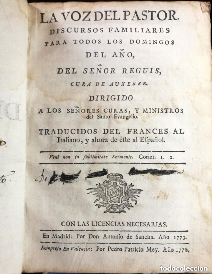 Antiquarische B&uuml;cher: La voz del pastor discursos familiares para todos los domingos del a&ntilde;o, se&ntilde;or reguis a&ntilde;o 1776