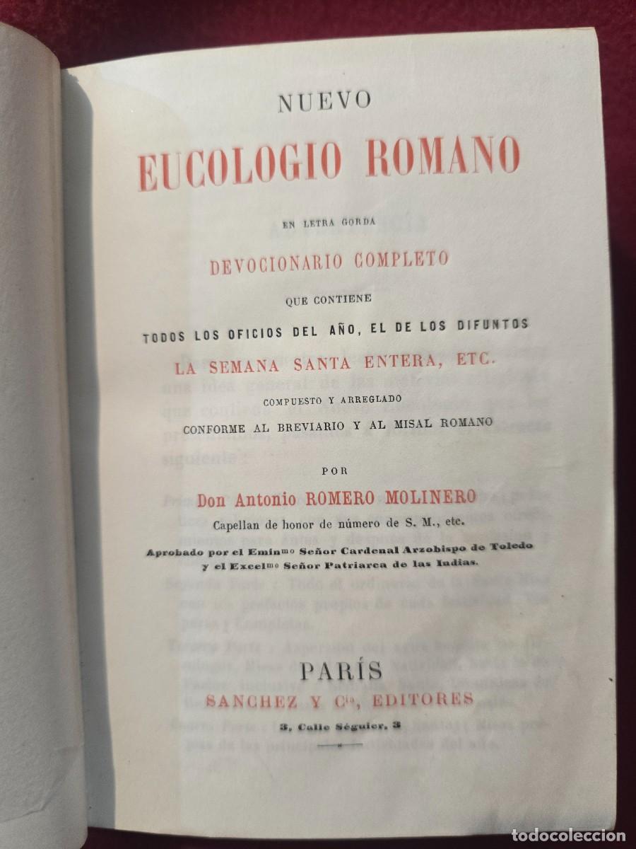 Libros antiguos: NUEVO EUCOLOGIO ROMANO . DEVOCIONARIO COMPLETO. - Foto 1
