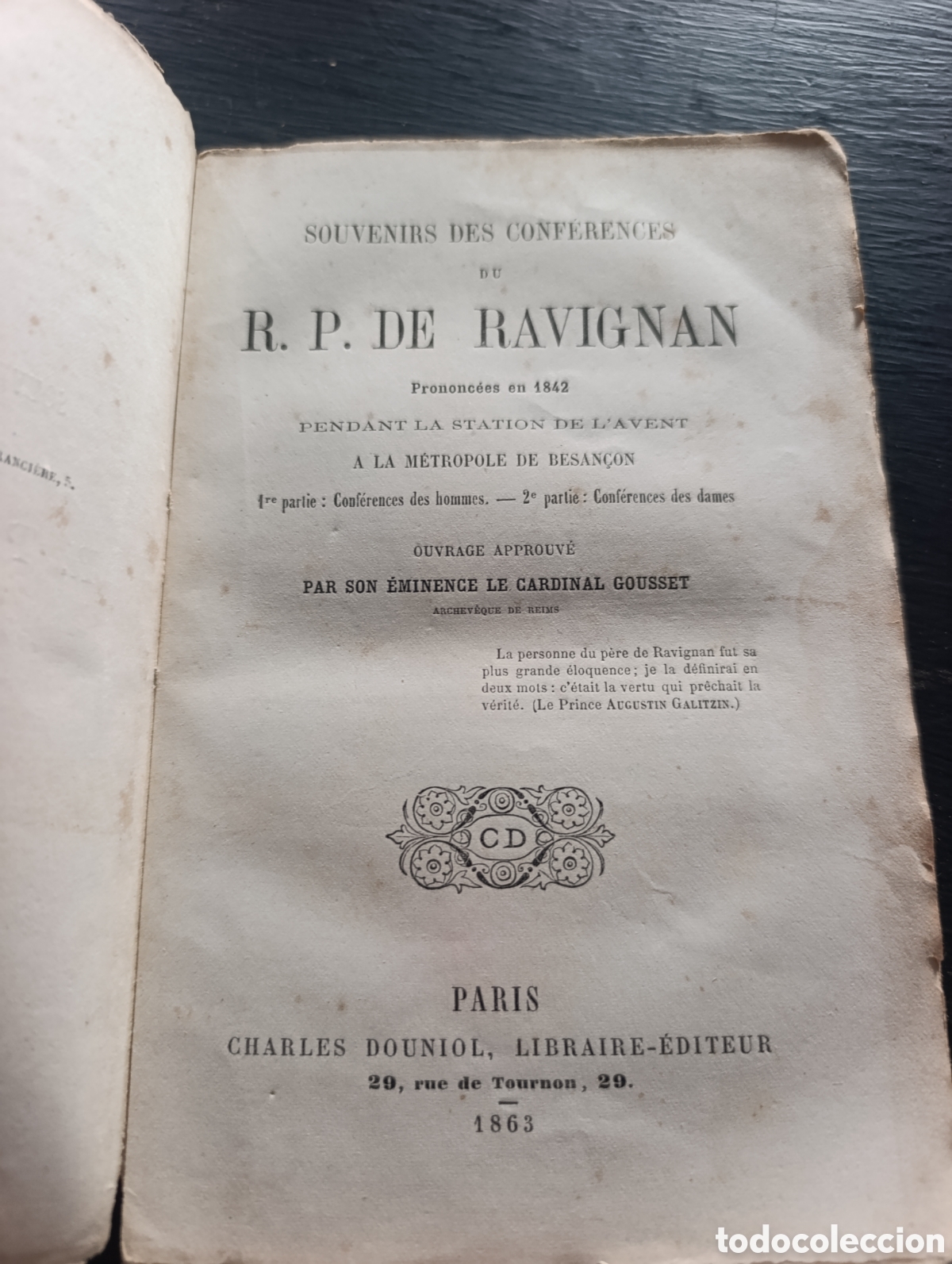 Libros antiguos: SOUVENIRS DES CONF&Eacute;RENCES DU R. P. DE RAVIGNAN