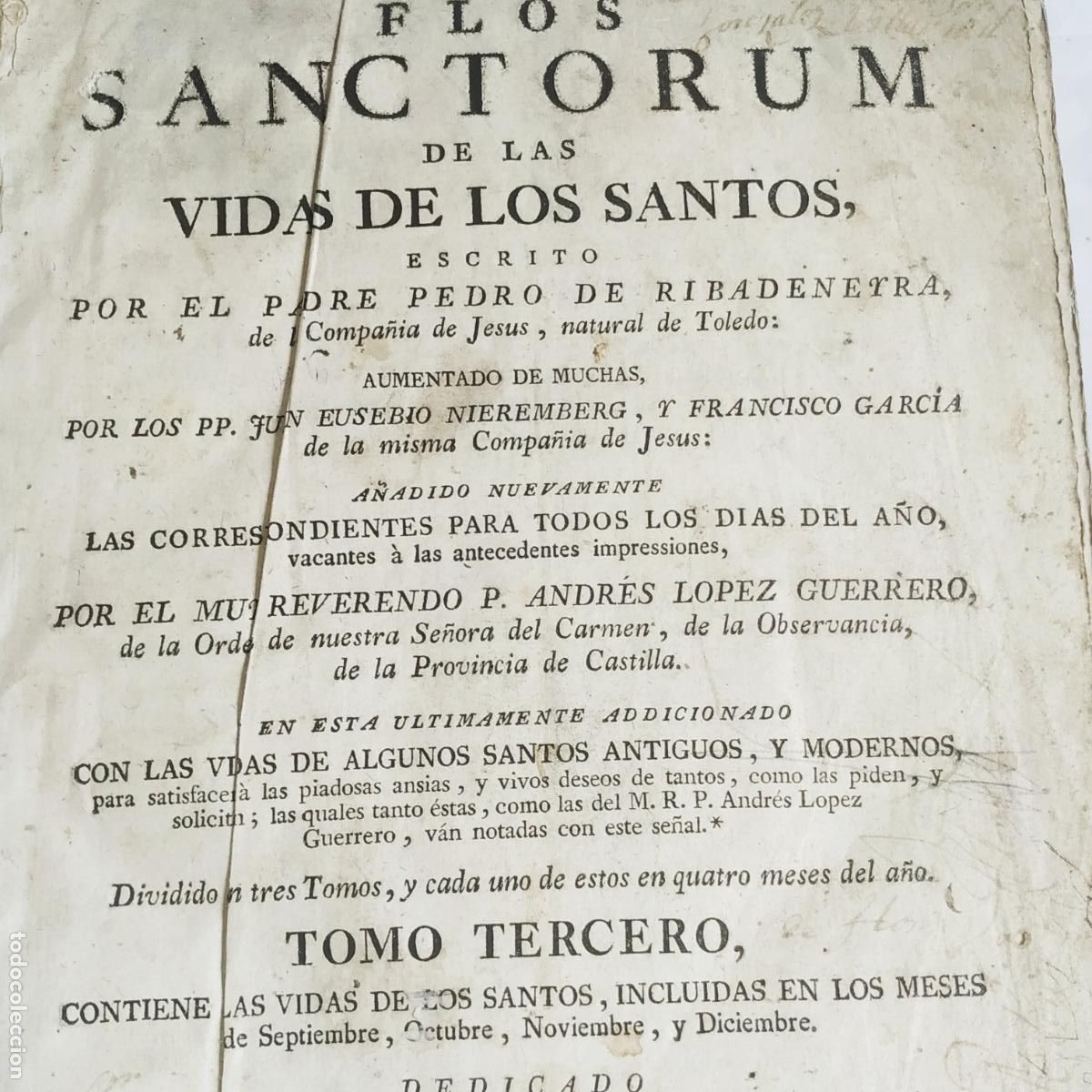 Libros antiguos: P Ribadeneyra Ecorriols Vida de Los Santos Barcelona 1790