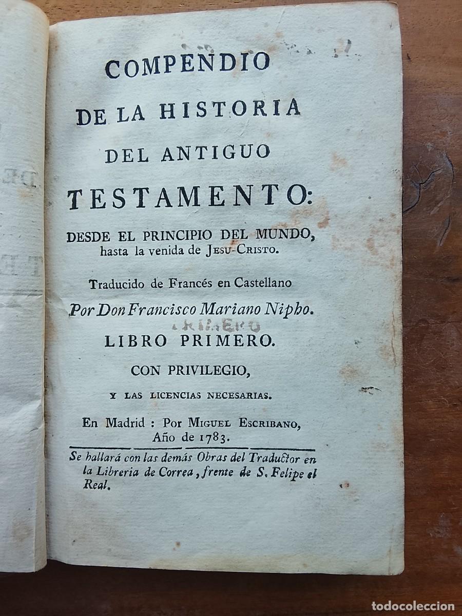 Libros antiguos: Compendio de la historia del antiguo testamento 1783 - Foto 4