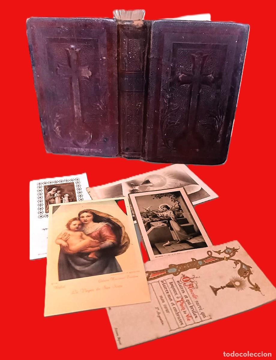 Libros antiguos: A&ntilde;o 1894. Bonito misalito del siglo XIX con algunas estampas religiosas.