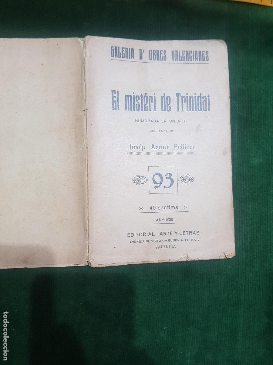 Libros antiguos: EL MISTERI DE TRINOTAT.JOSEP AZNAR PELLICER ,1930