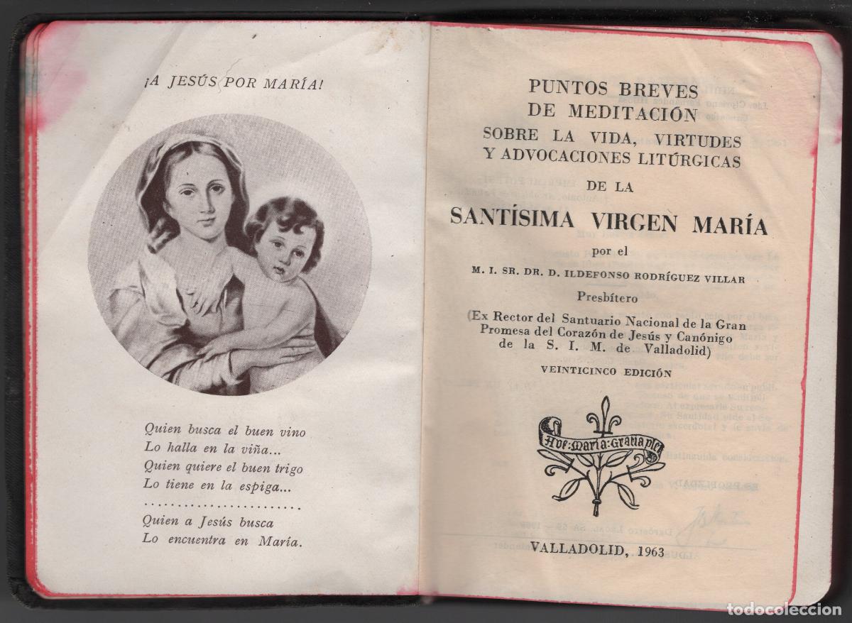 Libros antiguos: MEDITACIONES SOBRE LA VIRGEN MARIA - ILDEFONSO RODRIGUEZ VILLAR - 1963