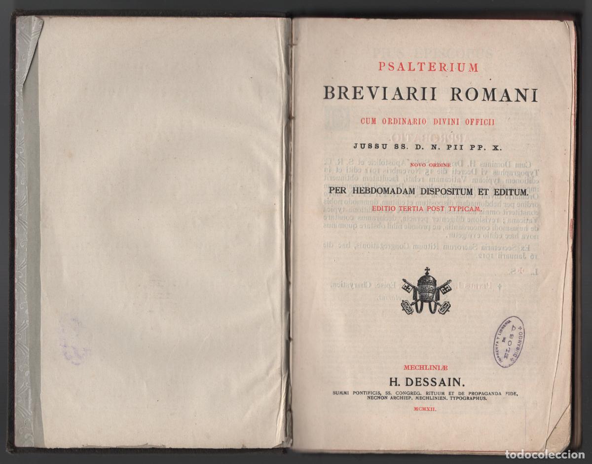 Libros antiguos: PSALTERIUM BREVIARII ROMANI - H. DESSAIN - 1912