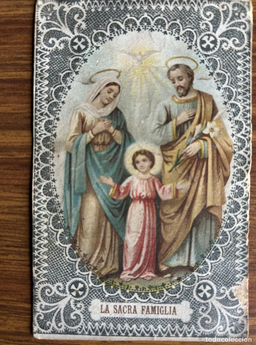 Libros antiguos: ANTIGUA ESTAMPA LA SACRA FAMIGLIA - SAGRADA FAMILIA - MARCO TIPO ENCAJE SANTINO A MERLETTO c. 1925