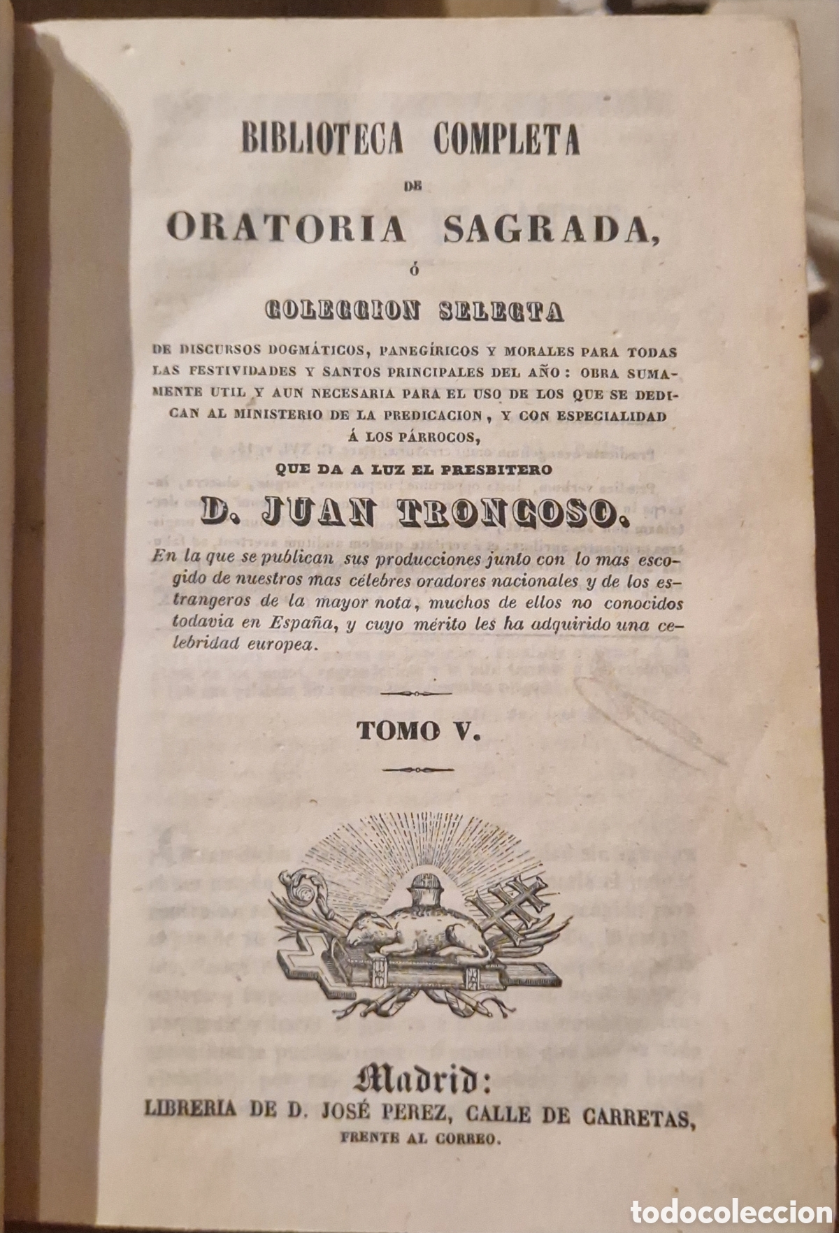 Libros antiguos: Biblioteca Completa de Oratoria Sagrada