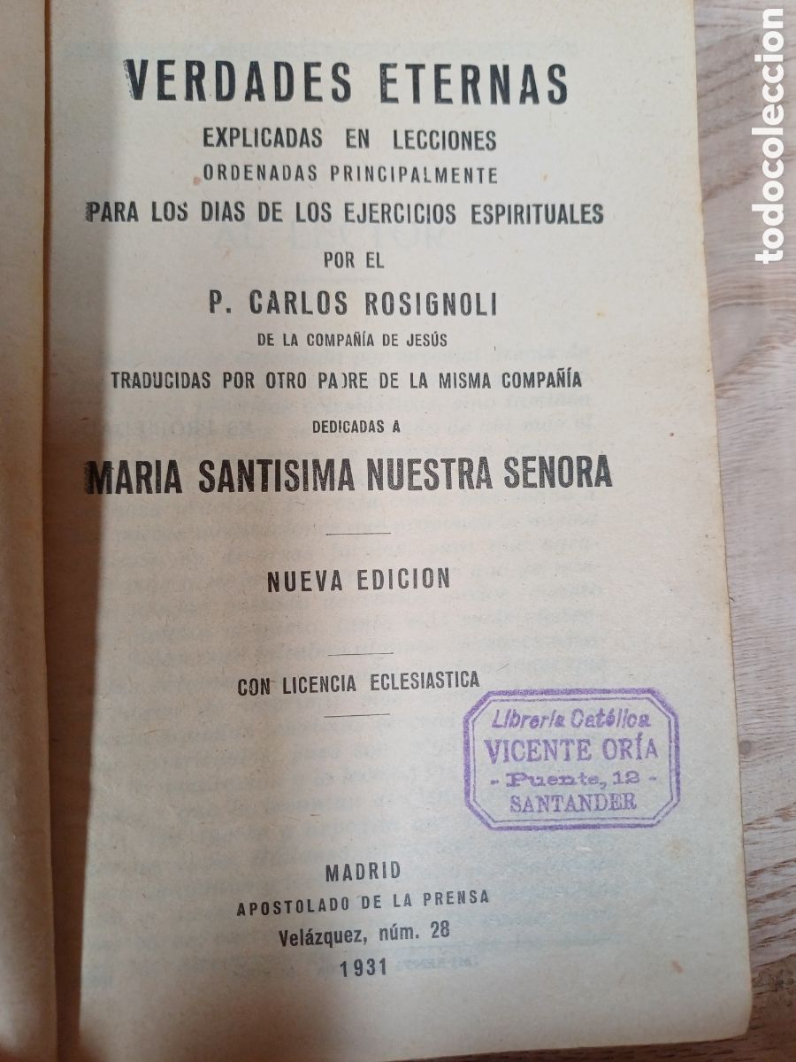 Libros antiguos: Verdades eternas. 1931
