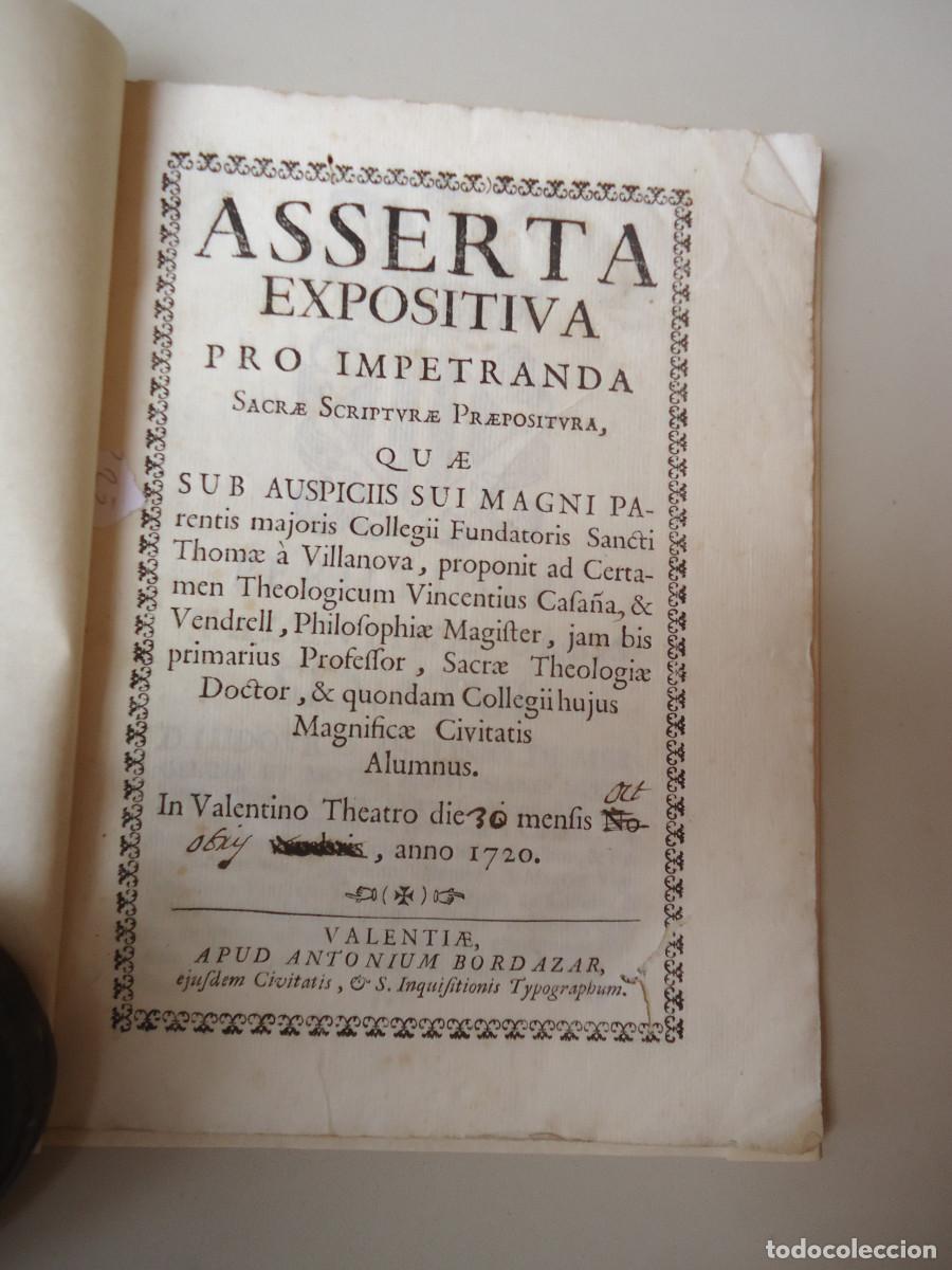 Libros antiguos: Certamen sobre la sagrada escritura ... teatro de Valencia ... Vicente Casaña y Vendrell ... 1720