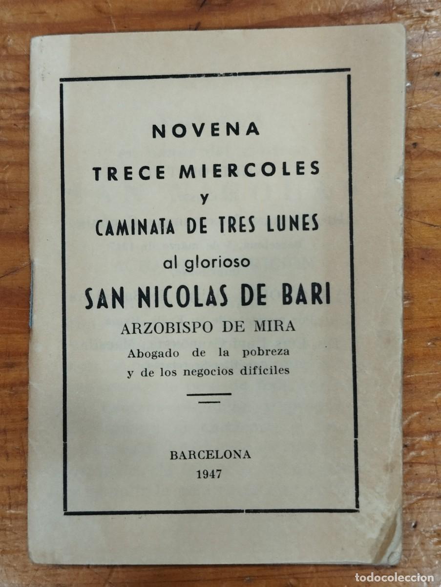 Libros antiguos: NOVENA SAN NICOL&Aacute;S DE BARI - 1947.