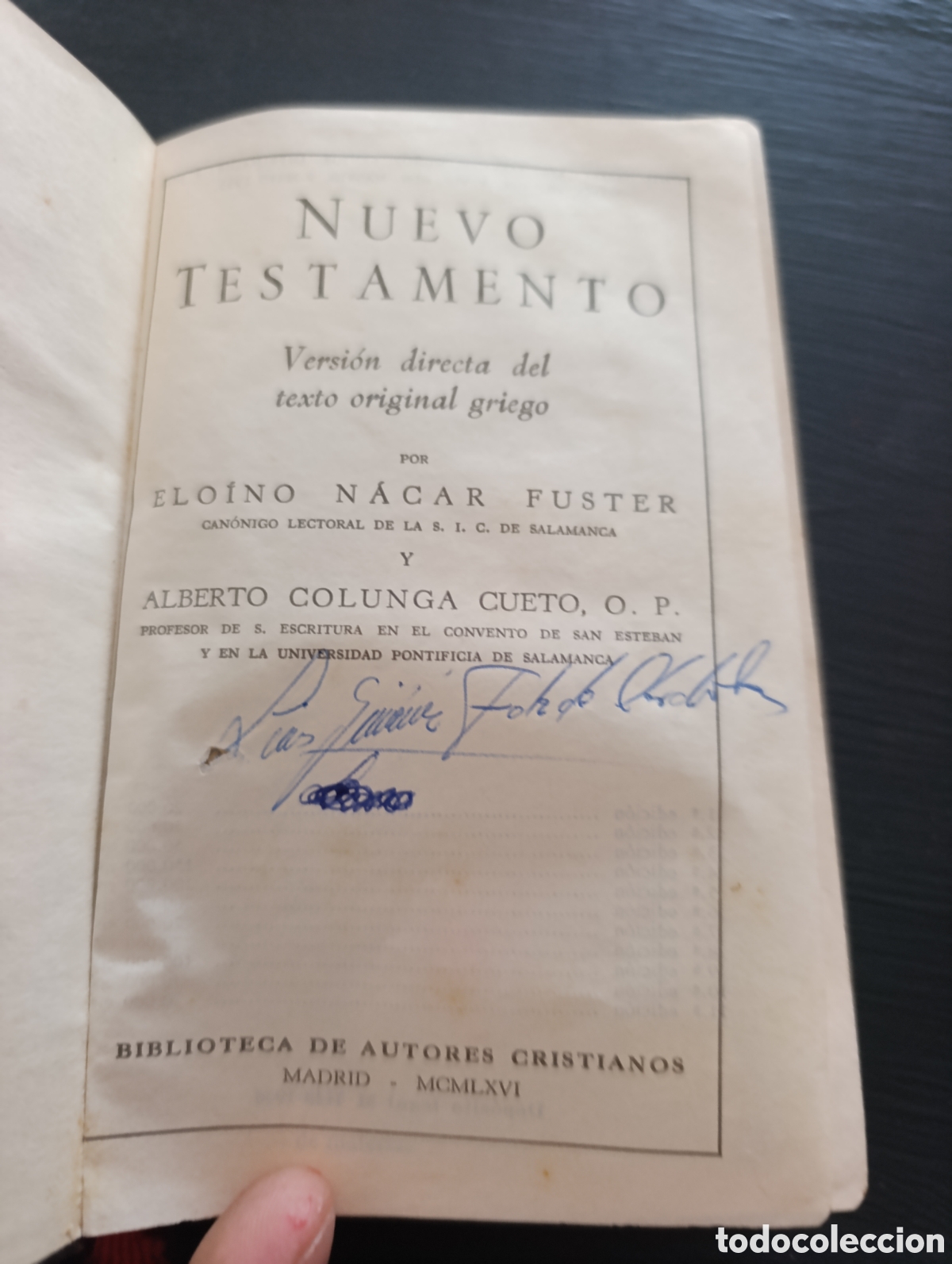 Libros antiguos: NUEVO TESTAMENTO Versi&oacute;n directa del texto original griego POR ELOINO NACAR FUSTER y ALBERTO COLUN