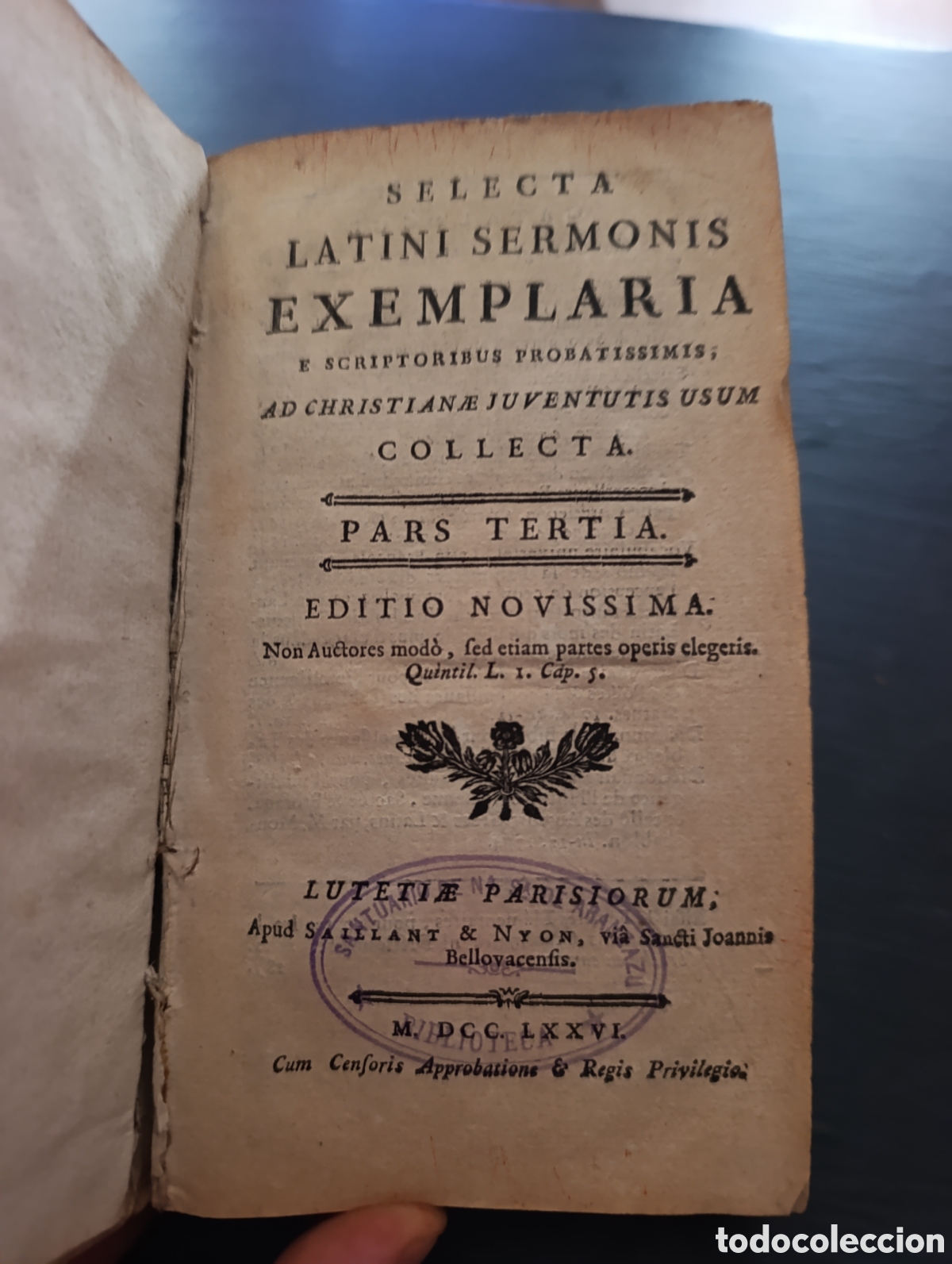 Libros antiguos: SELECTA LATINI SERMONIS EXEMPLARIA E SCRIPTORIBUS PROBATISSIMIS. Pars tertia. 1776