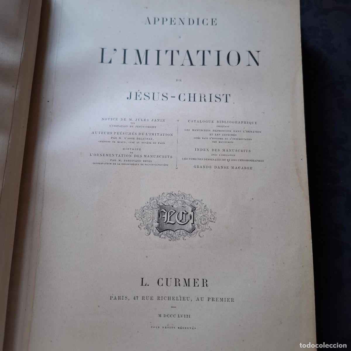 Libros antiguos: LImitation de J&eacute;sus-Christ - Foto 8