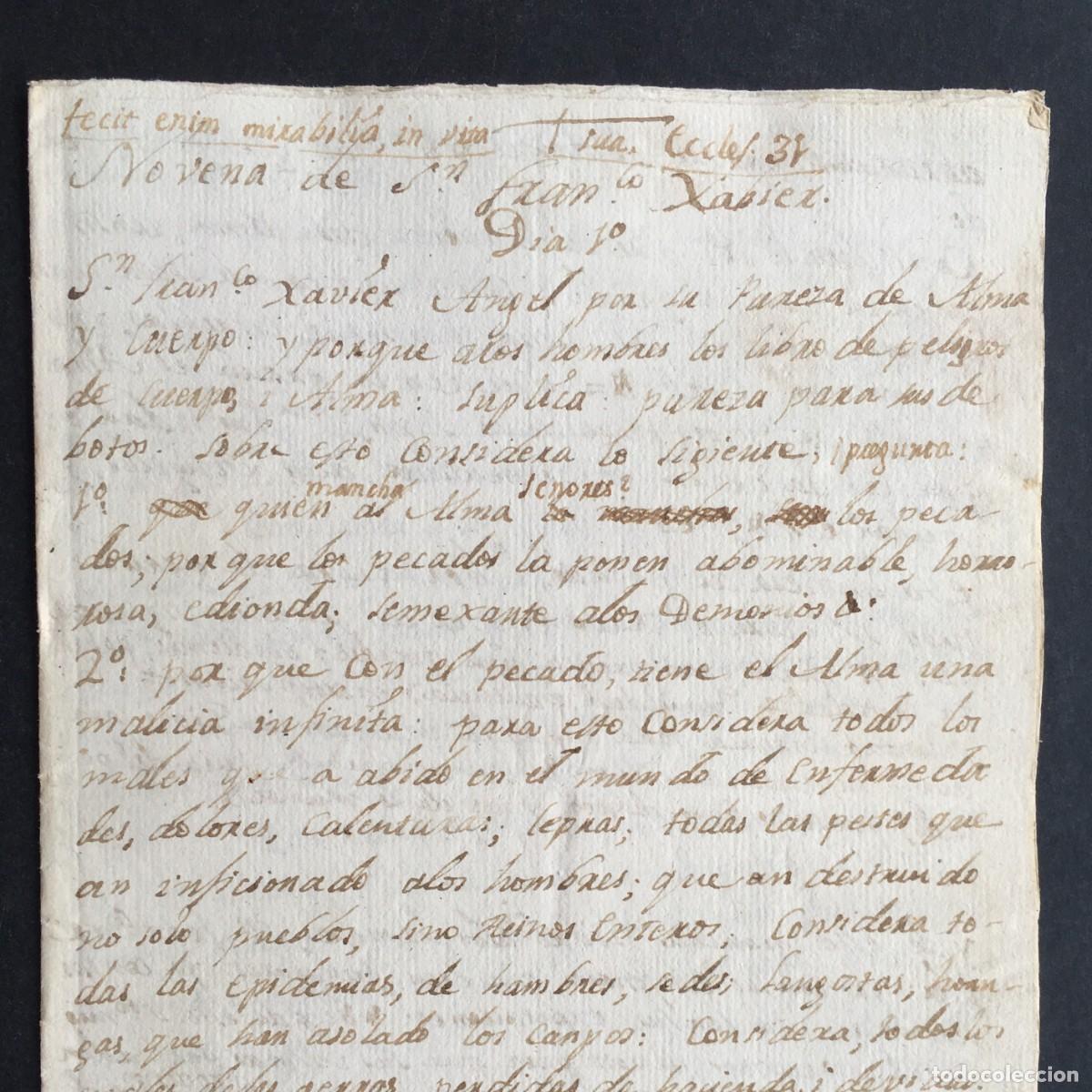 Libros antiguos: Siglo XVIII - Manuscrito - Novena de San Francisco Xavier - Javier - Navarra - Jesuitas