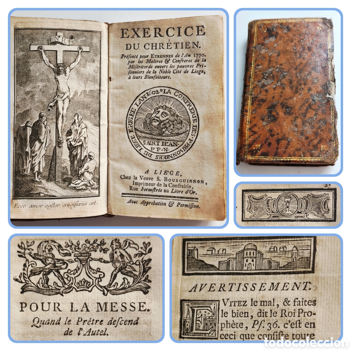 Livres anciens: Libro Antiguo de 1770: Exercice du Chr&eacute;tien