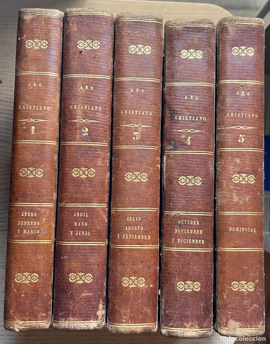 Libros antiguos: A&Ntilde;O CRISTIANO O EJERCICIOS DEVOTOS PARA TODOS LOS DIAS DEL A&Ntilde;O. 5 TOMOS.P. JUAN CROISSET. A&Ntilde;O 1852