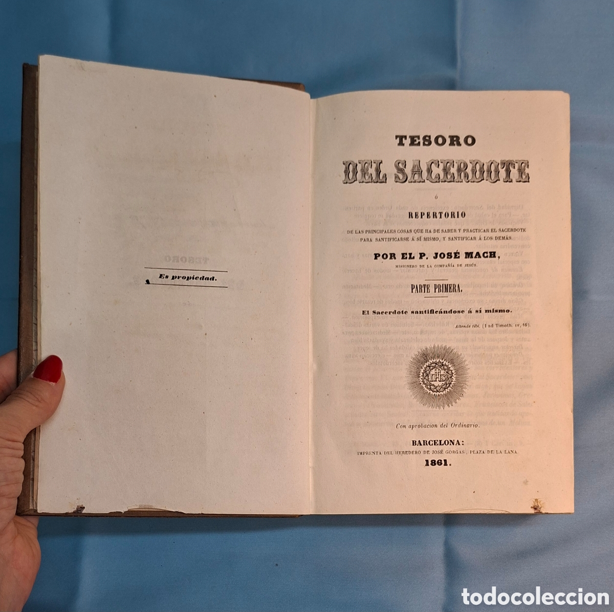 Libros antiguos: Libro antiguo Tesoro del Sacerdote de 1861.