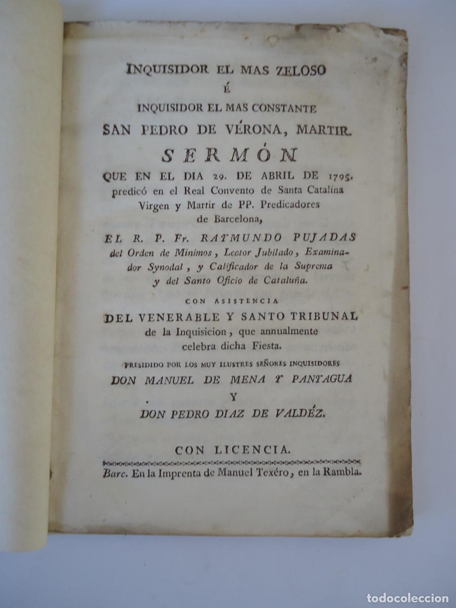 Libros antiguos: Inquisidor el mas zeloso e inquisidor el mas constante San Pedro de Verona, m&aacute;rtir. 1795 Inquisici&oacute;n