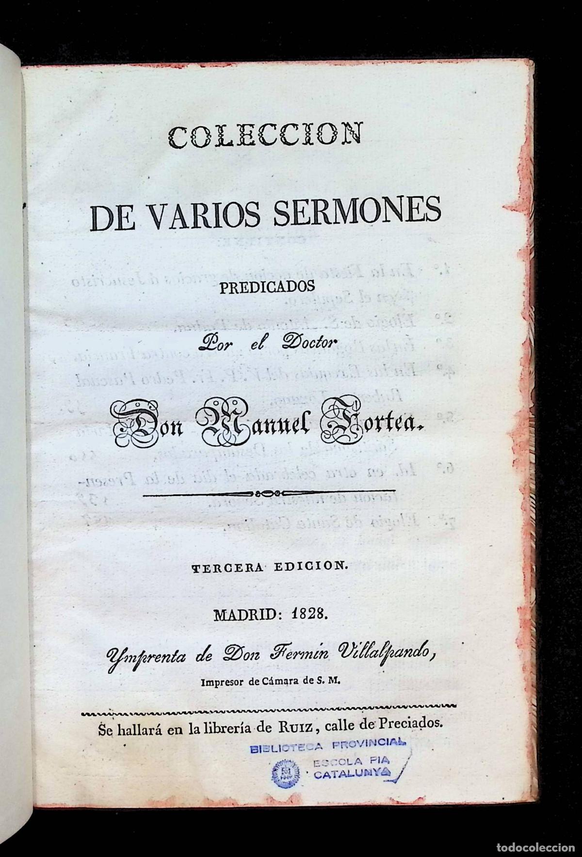 Libros antiguos: COLECCION DE VARIOS SERMONES. Predicados por... - FORTEA, Manuel.