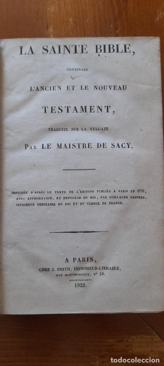Libros antiguos: La Sainte Bible par le Maistre de Sacy 1822