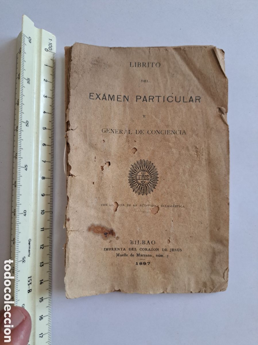 Old books: Jml Librito Examen particular y general de Conciencia Eclesi&aacute;stica. Bilbao 1897. Curiosisimo Iglesia