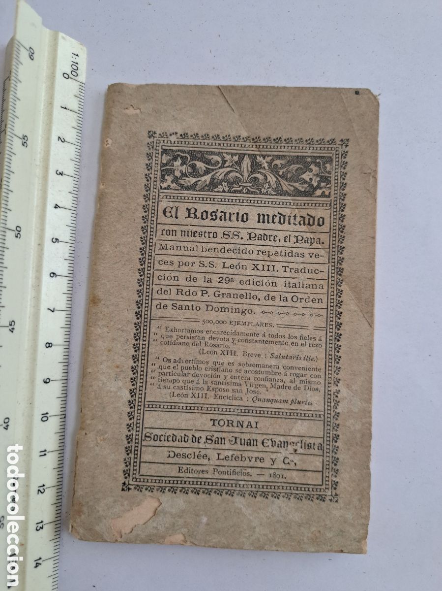 Libros antiguos: Jml El rosario Meditado. Traducci&oacute;n 29a edici&oacute;n italiana, Tornai sociedad san Juan evangelista, 1891