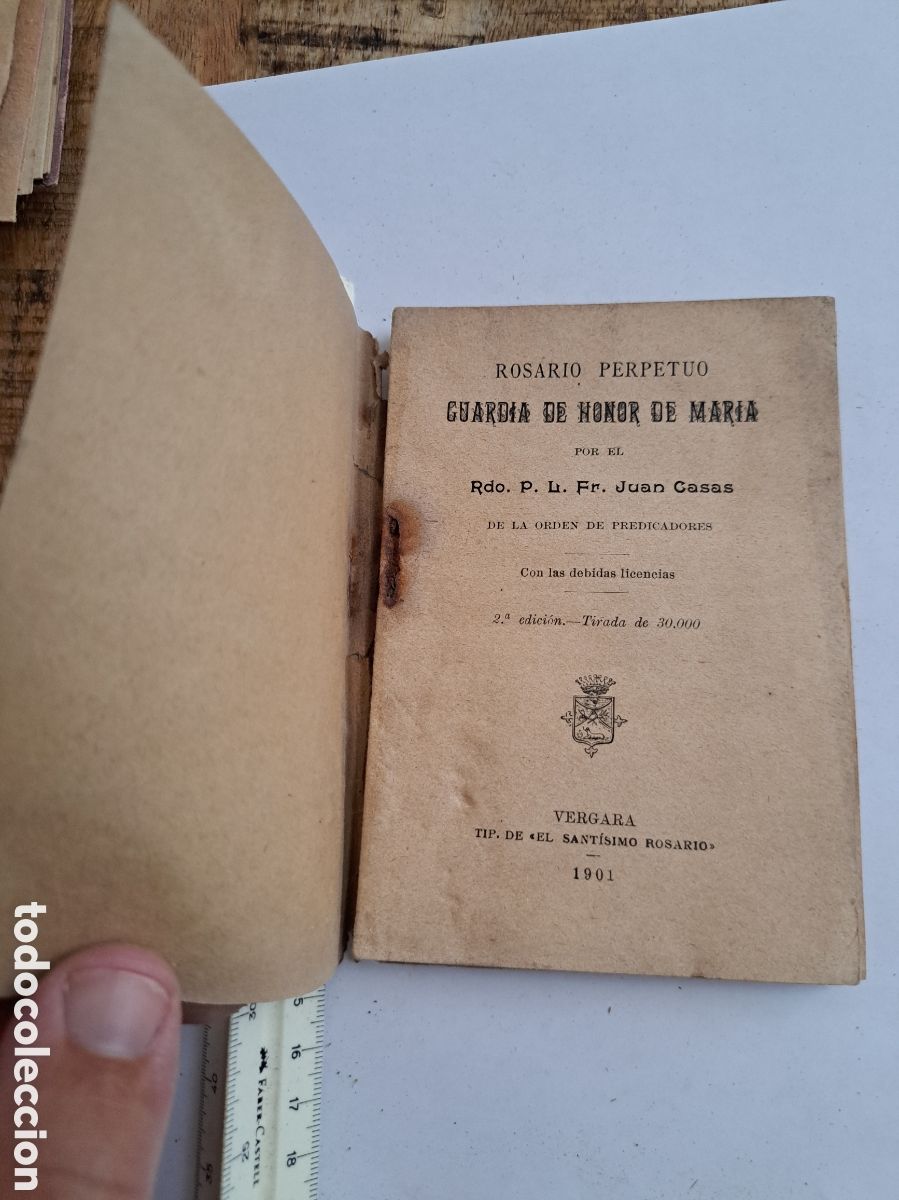 Libros antiguos: Jml Rosario Perpetuo, Guardia de Honor de Maria por Juan Casas, 2a edici&oacute;n, Vergara 1901. Religion