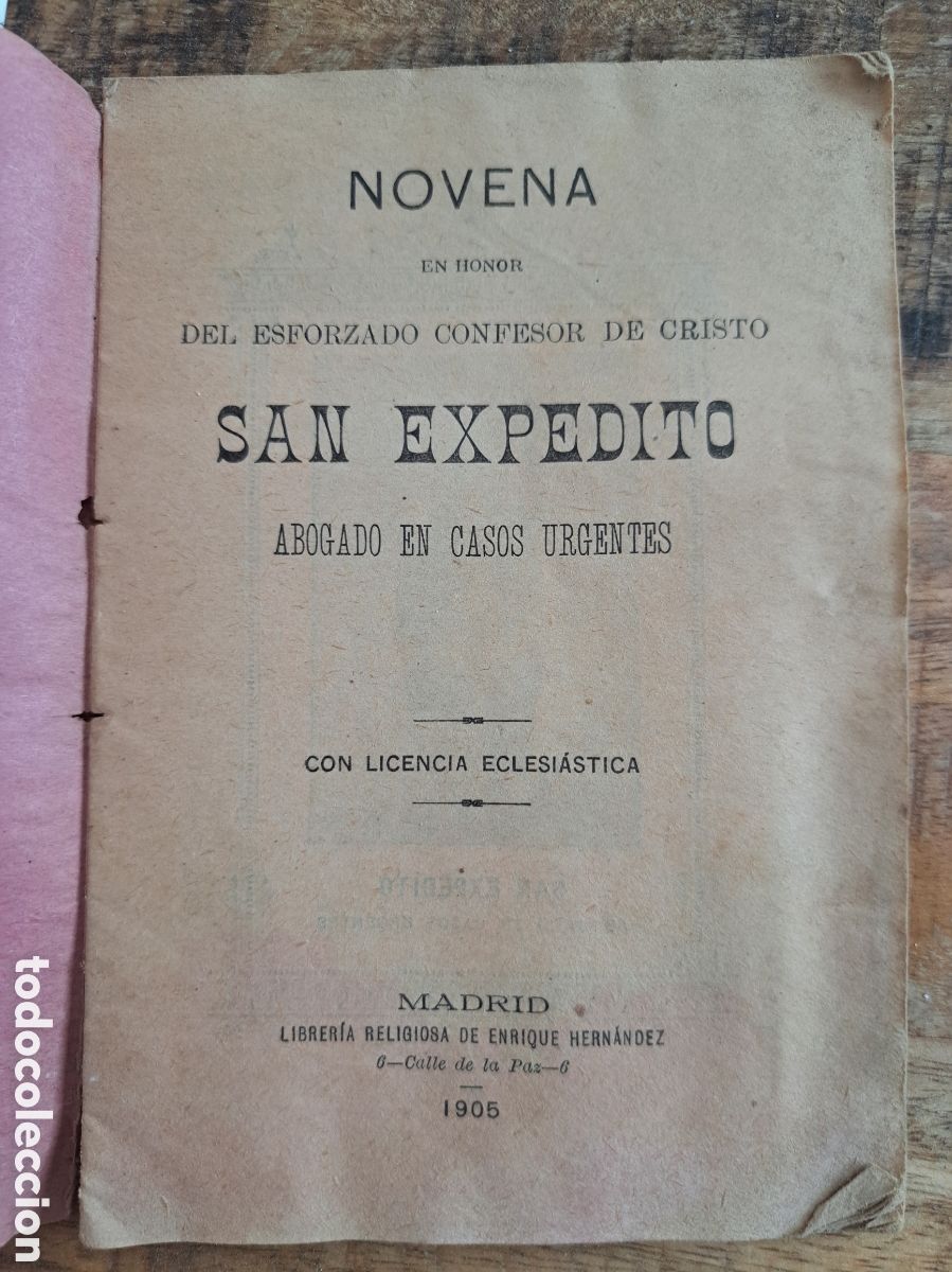 Libros antiguos: Jml Libreto religioso, Novena en honor a San Expedito, Abohado en casos urgentes, Madid 1905