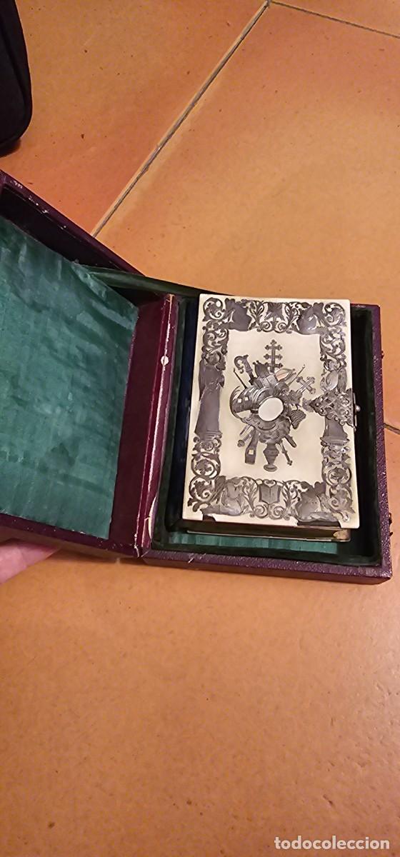 Antiquarische B&uuml;cher: Espectacular misal plata y hueso en caja original siglo XIX