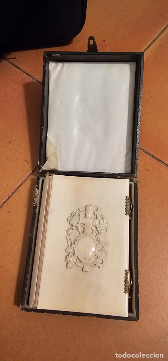 Antiquarische B&uuml;cher: Espectacular misal plata y hueso en caja original siglo XIX